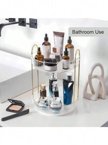1 件 360 度旋转化妆品收纳盒，适用于梳妆台，大容量护肤品透明化妆品收纳香水收纳盒化妆品梳妆台收纳盒台面，化妆品收纳盒，360 度旋转可调节化妆品收纳展示，适用于假日海滩、浴室收藏、卧室收藏，大容量