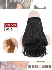 Synthetic No Clip Wave Hair Extensions Ombre Natural Black Blonde Pink One Piece False Hairpiece Fish Line Wig Piece Synthetic No Clip Invisible Wire Hair Extensions Straight Black Blonde One Piece False Hairpiece Hair Extension - Multicolor - View 25