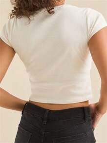 Women's Summer Seaside/Building Print Tops Short Sleeve Round Neck Short Baby Tees