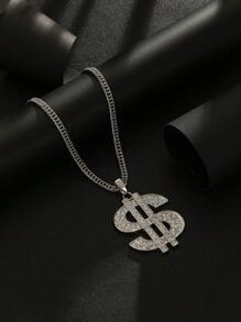 1 Stück Luxus Mode Hip-Hop einzigartiger Vintage Diamant Dollar Symbol Anhänger lange Halskette, Pullover Kette, Hoodie Kette, Unisex