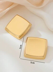 1 paire de boucles d'oreilles de style français lisses avec un design de bloc géométrique, cadeau pour femmes