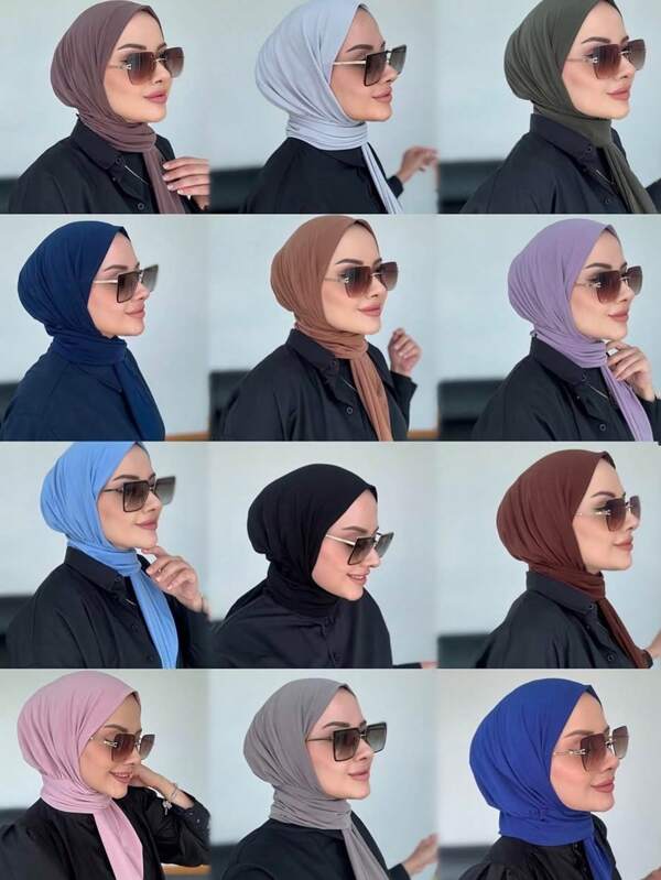 1pc Women Hijab Ready-To-Wear Instant Elastic Hijab Scarf, Solid Color, Convenient For Women Abaya