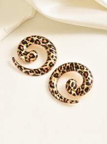 1pair Exaggerated European And American Fashion Metal Spiral Stud Earrings, Suitable For Daily Wear By Women