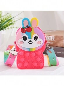Bolsa mensageiro de silicone com animais fofos, porta-moedas, mini bolsa de aperto com liberação de pressão dos dedos - à prova d'água, bolsa de armazenamento