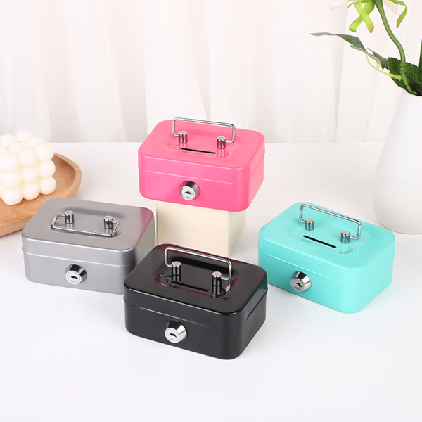 1pc Mini Small Size Secure Metal Cash Storage Box - Money Banks With Key Lock, Top Handle Holder, Adult Piggy Bank, Coin Saver, Cash Register For Daily Office Use, Perfect Halloween, Christmas Gift Idea