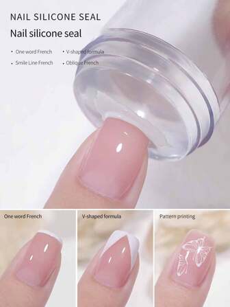 LYTTOA French Nail Art Stamping Silicone Stamper Cap, Transparent Head With Scraper, Transfer Printing Tools,Nail Supplies,Nail Tools,Nail Art Tools,Back To School,Nails,Nail Tools For Press On Nails
