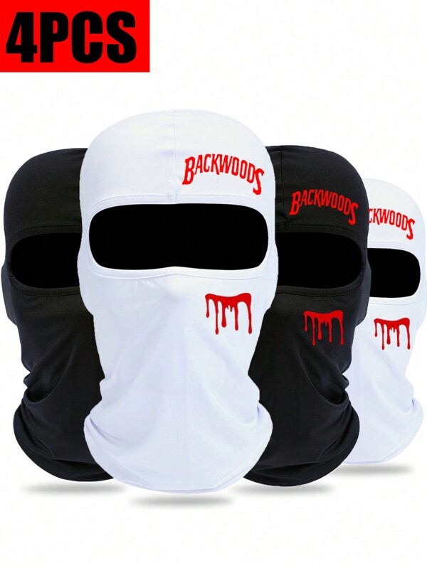 Máscara de esqui com estampa de letras 3/2/1 peça, balaclava, máscara facial para homens e mulheres, proteção UV, cachecol à prova de vento para snowboard e motocicleta