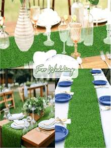 1 Roll 15.7x78.84in/18.89X27.55In Table Centerpiece Encrypted Artificial Grass Green Synthetic Table Runner/Mat ,Outdoor Decor,Garden Decor(Cuttable)
