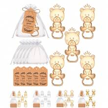 5 Sets Flaschen-Öffner-Geschenkset mit Bär-Flaschenöffner Dekorationen und Souvenirs, enthält 5 Flaschenöffner, 5 Organzabeutel und 5 Dankeskarten als Gastgeschenk, Geburtstags-Geschenk, Duscherparty Dekoration und Zubehör
