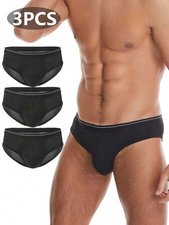 3 件装男士舒适薄款透气黑色三角裤内裤