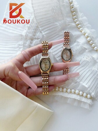 DOUKOU 1PC 新款时尚女士复古防水超轻手表，女性小众，适合学生聚会，搭配简约而又不失高级感的皮带，是完美的情人节礼物。