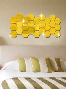 48 piezas de pegatinas de espejos de pared de acrílico hexagonales, espejos decorativos removibles, adornos de arte de forma hexagonal para decoración del hogar, pegatinas personalizadas