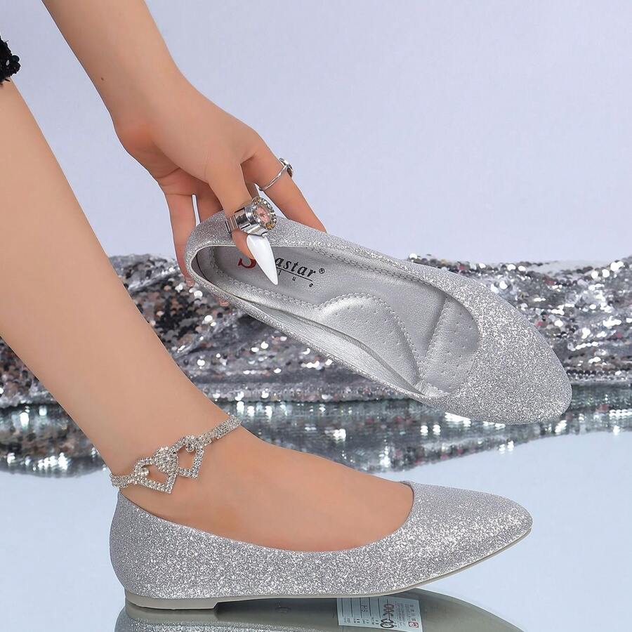 Women's Flat Casual Elegant Fashion Loafers - Silver - View 1