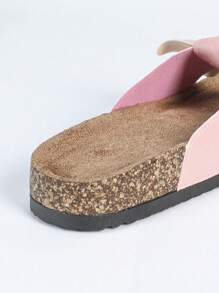 宽版黑色和玫瑰金钻石亮片一脚蹬拖鞋，休闲沙滩室内外居家度假凉鞋，女士 - 粉色 - 查看 5