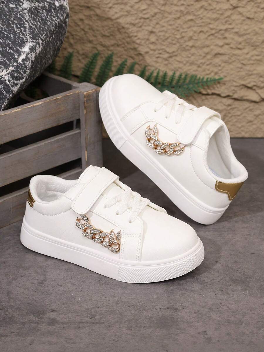 Children's Fashion New Golden Chain Casual Sneakers, Versatile For Spring/Autumn