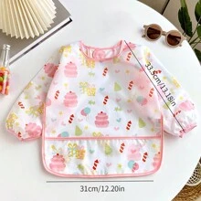 1pc Summer Breathable Thin Baby Reversible Feeding Bib, Cartoon Printed Waterproof Feeding Smock For Toddlers (Age: 1-3 Years, Height: 80-100cm) - Cake - View 3