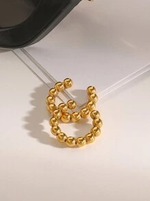 Uworld 1Pair Of Exquisite And Fashionable Ladies C Shape Flower Design Stainless Steel Ear Clips 18K Gold Plated Waterproof High Quality Ladies Jewelry Suitable For Daily Wear Vacation Seaside Etc - Ear Clip - View 9
