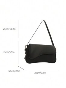 Bolso cuadrado minimalista con solapa, bolso debajo del brazo de unicolor simple, bolso de textura de PU, bolso versátil de moda