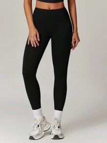 Yefecy 1条女士高腰瑜伽紧身裤，提臀，高弹力，柔软亲肤面料，跑步健身瑜伽裤 - 黑色 - 查看 5