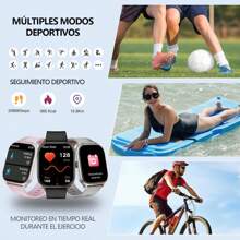 SHIXIONG Smart Watch With Bluetooth, 2.01 Inch Waterproof Smartwatch With Heart Rate Monitor For Women And Men, Pedometer, Compatible With IOS, Android. (Black) - Pink - View 3