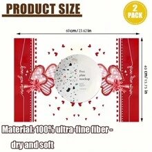 16x24 Inch Super Soft And Absorbent Heart-Shaped Kitchen Towel - Machine Washable Dish Cloth With Valentine's Day Heart Design, Home Decor, Holiday Gift, Wedding Decor