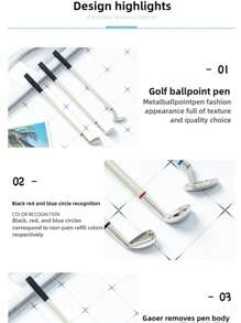 1pc Customized Golf Gift Pen Set - Personalized Name - Personalized Text - Golf Gift Pen Creative Simulation Driving Range Gift Box Pen Golf Club Ballpoint Pen - Teacher's Gift, Classmate's Gift - The Perfect Choice For Friends Back To School - Multicolor - View 3