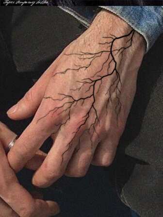 1张防水临时纹身贴纸，闪电图案，韩流风格，可持续3-5天，男女皆宜，可用于遮盖疤痕，可贴于胸部、腰部、手臂、大腿或背部，非常适合派对、送礼、节日等场合，易于粘贴和移除，一次性人体彩绘贴纸。