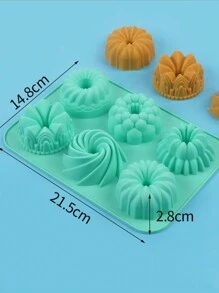 多色 1 件 6 腔各种形状 Savarin 蛋糕模具、不粘硅胶模具、花漩涡蛋糕模具、装饰烘焙工具，是制作蛋糕甜点装饰的绝佳选择。 - 彩色 - 查看 14