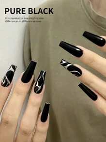 XEIJAYI 1瓶15毫升黑色指甲油，无味高光泽UV LED指甲油，无味纯黑法式美甲沙龙DIY美甲 - 黑色 - 查看 4