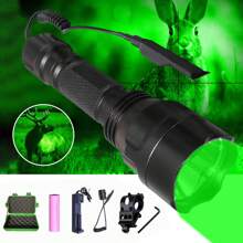 High Power 350 Yards Flashlight With Remote Control Switch - Green,Red, White Light For Night Hunting, Fishing, Camping, And Beekeeping, Rechargeable Battery And Carry Box Included,Mens Gift