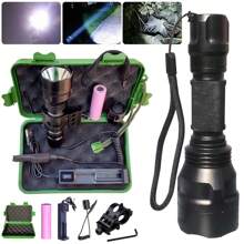 High Power 350 Yards Flashlight With Remote Control Switch - Green,Red, White Light For Night Hunting, Fishing, Camping, And Beekeeping, Rechargeable Battery And Carry Box Included,Mens Gift