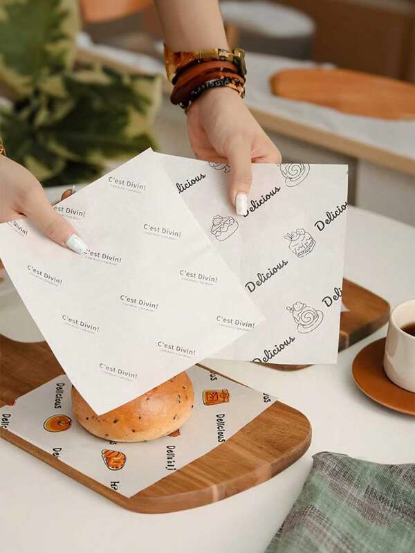 40pcsMinimalist Cartoon Pattern Baking Paper Cake Gift Wrapping Paper Valentine's Day Cookie Wrapping Paper Craft Paper, Baking Paper, Oil-Proof Food Wrapping Paper, Wax Baking Tools, Gadgets, Kitchen Accessories, Kitchen Supplies. The Pattern Arrangement Of Different Batches May Be Slightly Different. Back To School