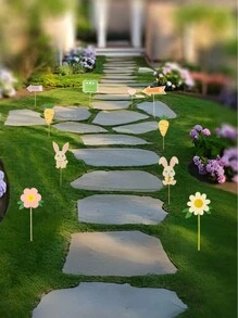 [10 pezzi] Cartelli da giardino per Pasqua, con lettere in foil, carote, conigli e cartelli direzionali, adatto per decorazione di giardino, festa o prato, utilizzabile anche per decorare strade per feste