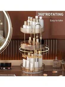 1 件 360 度旋转化妆品收纳盒，适用于梳妆台，大容量护肤品透明化妆品收纳香水收纳盒化妆品梳妆台收纳盒台面，化妆品收纳盒，360 度旋转可调节化妆品收纳展示，适用于假日海滩、浴室收藏、卧室收藏，大容量