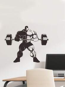 1pc PVC Material, Personalized Video Game English Text, Esports Gamer, Bodybuilding Muscle Boy, Bedroom, Entryway, Dorm, Home Decor Wall Sticker, Self-Adhesive, Girls/Boys Room Decor, Kids Room, Nursery Stickers