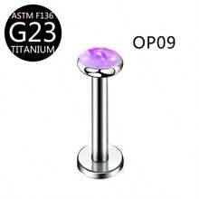1pc Luxury Fashion G23 Titanium Piercing Jewelry 16G Opal Decorated Lip Stud, Earrings, Cartilage Stud, Nose Stud, Body Piercing Jewelry