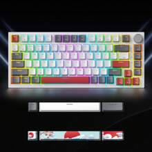SURMEN Gaming Keyboard 75 Percent, American QWERTY Wired Mechanical RGB Keyboard, 82 Keys, Hot-Swappable, Custom Drivers For Windows - Gray White - View 7
