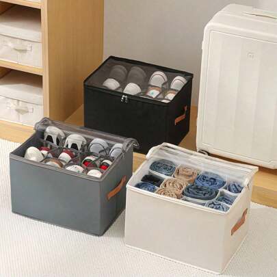 1 caixa de armazenamento de sapatos de tecido dobrável com capa de poeira, grande capacidade, design não impresso, lavável à mão, usada para organizar armários de quarto