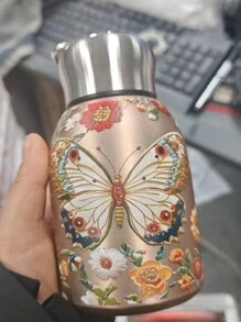1 pièce Nouvelle tasse à vide avec motif oiseau chinois, portable avec poignée pour usage extérieur et véhicule, bouteille d'eau pour la rentrée scolaire - Multicolore - Voir 11