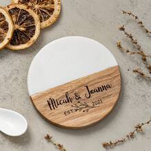 Custom Logo Round Marble Coasters, Spliced Acacia Wood Placemats, Tea Coasters