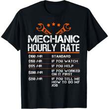 Funny Mechanic Hourly Rate Auto Car Mechanic Labor Rates T-Shirt - Black - View 1