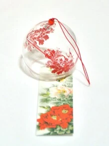 1pc Japanese Style Handmade Glass Wind Chimes In Pink Cherry, Red, Blue, Suitable As Birthday Gift And Home Decor