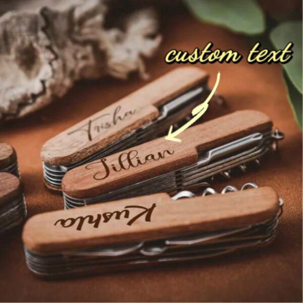 Personalized Multi-Tool Wine Opener Best Men Gifts, Multitool Bottle Opener,Home Essentials, Custom Wedding Gift, Engraved Wooden Outdoor Corkscrew Groomsman Gift