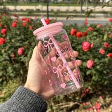 1 stuk modieuze 16oz roze plastic beker met strik, deksel en rietje, perfect voor ijskoffie en smoothies. Ideaal cadeau voor vrouwen en zussen. Geschikt voor kantoor, thuiskantoor, de start van het schooljaar en een waterbeker voor studenten.