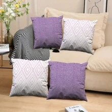 4pcs Bohemian Style Sofa Bed Headboard Cushion Covers, Soft Linen Printed Pattern Pillowcases, 45x45cm, Pillow Insert Not Included, Simple Gift, Sofa Cushions, Star, Decorative Style, Easy To Use, Pillow, Sofa Pillows, Home Decor
