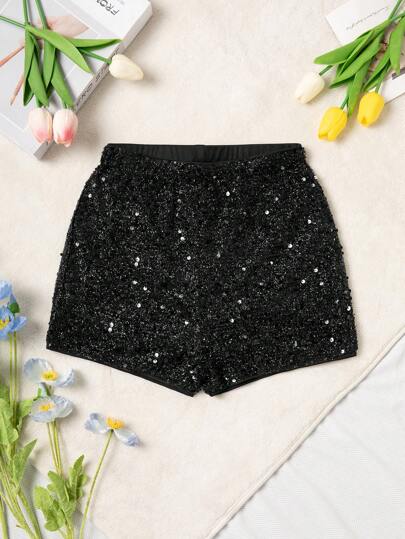 Tween-Mädchen Minimalistische, mit Pailletten verzierte Lässig shorts für den Alltag