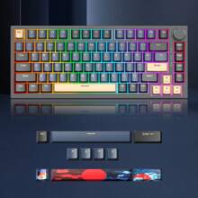 SURMEN Gaming Keyboard 75 Percent, American QWERTY Wired Mechanical RGB Keyboard, 82 Keys, Hot-Swappable, Custom Drivers For Windows
