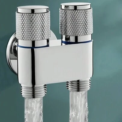 1 件马桶伴侣角阀、马桶灌溉器一进二出角阀、双水龙头、防滑手轮、浴室用品，适用于：花园、厨房水槽、浴室面盆、马桶、热水器、淋浴喷头。