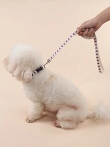 1 Set Polyester Cute Heart Pattern Collar, Chest Harness & Leash Suit For Small Dogs Like Teddy & Poodle, Suitable For Outdoor Use