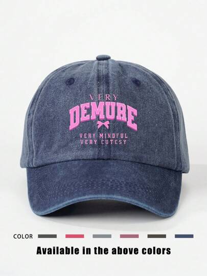 1 قبعة بيسبول مغسولة بطباعة DEMURE، قبعة شمس قابلة للتعديل للحماية من الأشعة، صحراوي عصري للموسم الانتقالي ربيع/خريف، للسفر والشاطئ ونمط Y2K للشباب